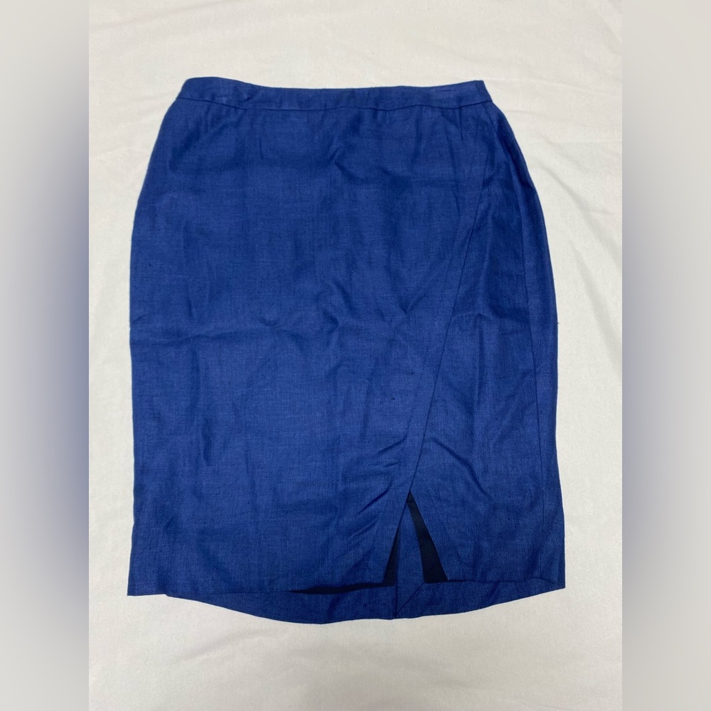The Limited 100% linen pencil skirt dark blue slot in front oft and back